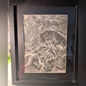 Vintage Cheetah Art Black And White Print. 127 Years Old. Recycled Book Print